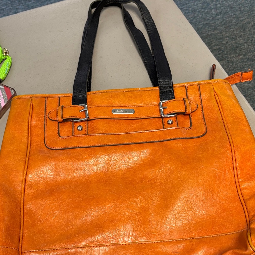 Nine & Co. Orange Shoulder Bag with Black Straps